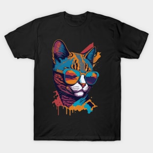 Vintage Vibes and Feline Flair Retro Cool Cat T-Shirt